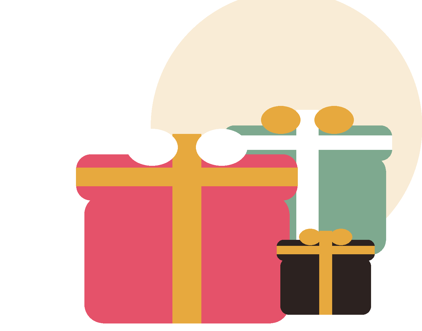 A colorful stack of wrapped Giftica gift boxes